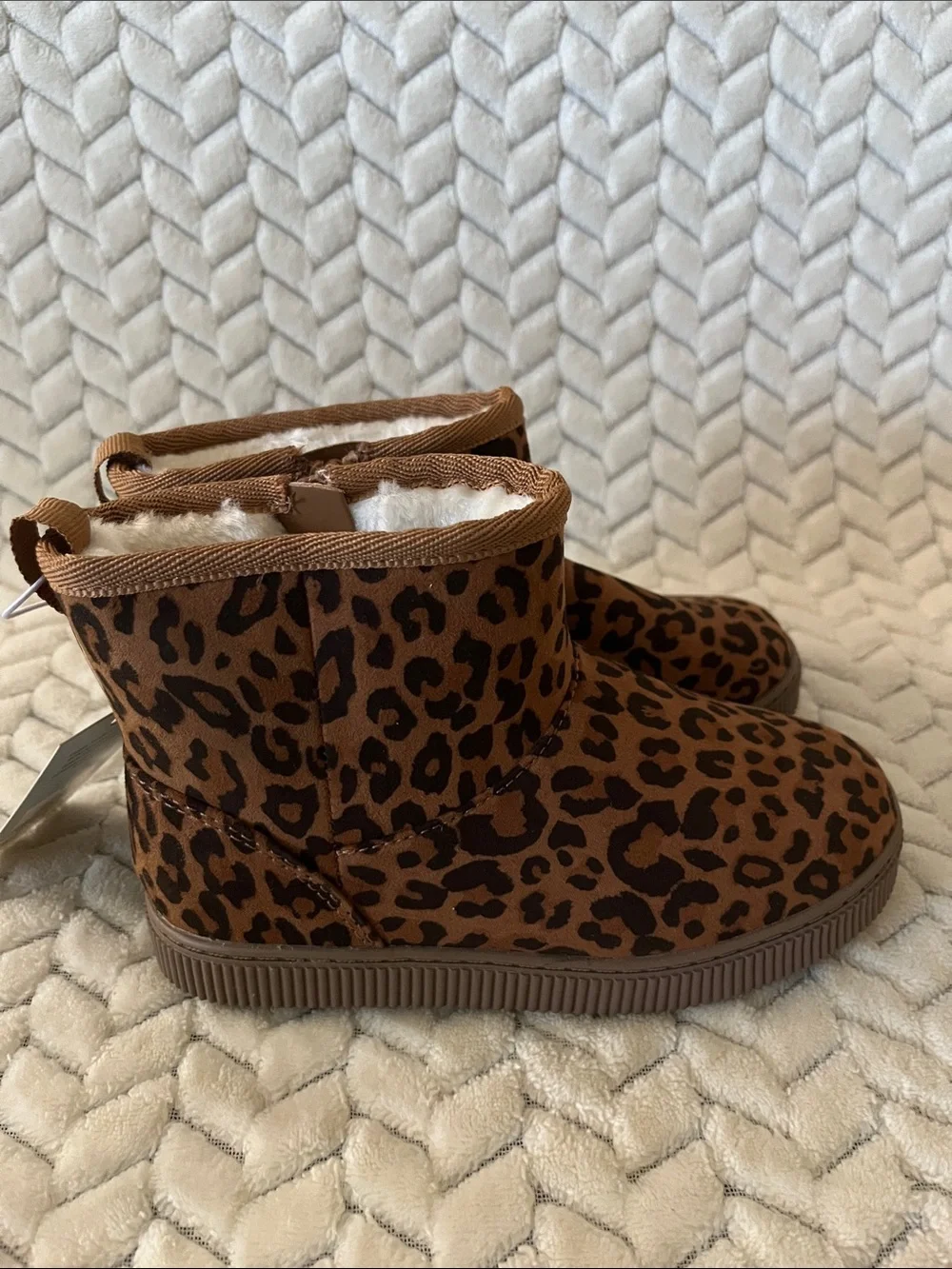 Cat & Jack Kids Leopard Print Brown Ankle Boots
